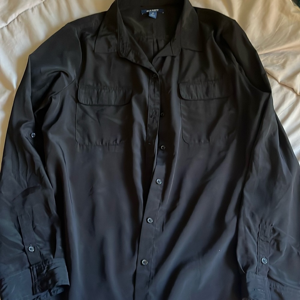 Old Navy rayon black long sleeve button down top